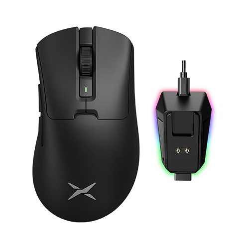 Mouse Gamer Delux M900PRO Ergonômico com Taxa de Polling de 8K, Sensor PAW3395, 63g, Base de Carregamento Magnética RGB para Gamers de PC com Mão Direita Grande